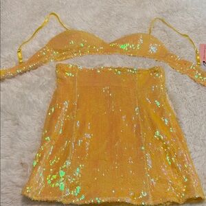 Yellow Sequin Two-Piece Set